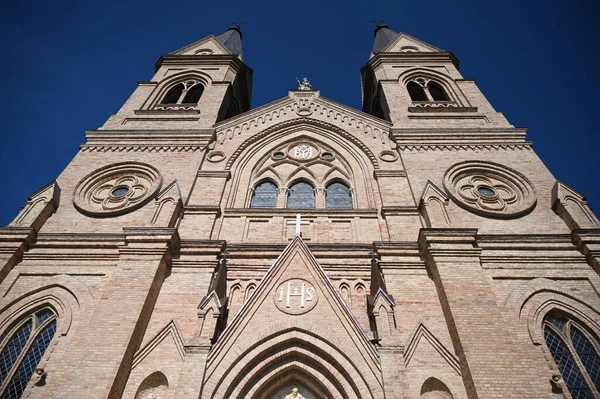 Edifício Igreja Católica Neogótica Krekenava Lituânia — Fotografia de Stock
