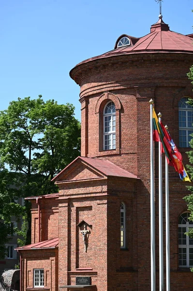 Rode Baksteen Metselwerk Kerk Panevezys Litouwen — Stockfoto