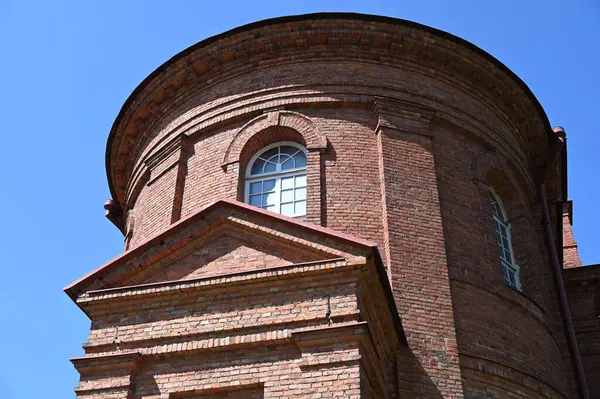 Церковь Красной Кирпичной Кладки Фрагмент Фасада Паневежис Литва — стоковое фото