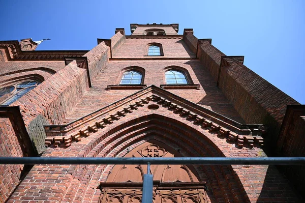 Neogotycki Kościół Wniebowstąpienia Pańskiego Dzwonnica Kupikis Litwa — Zdjęcie stockowe