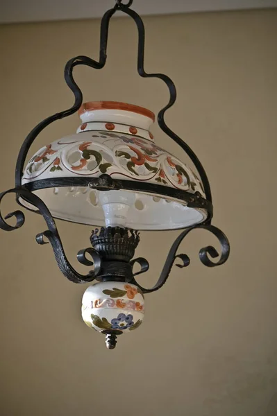 antique lamp on the ceiling