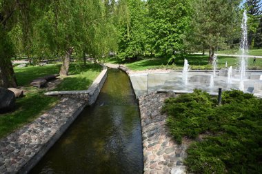 Nehir ve ağaçlarla dolu güzel bir manzara