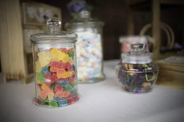 Kolorowe Cukierki Słoik — Zdjęcie stockowe