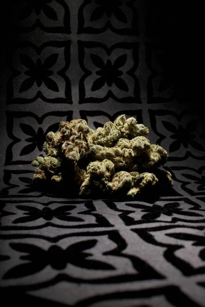 Cannabis Svart Mönster Design — Stockfoto