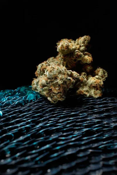 Cannabis Med Blå Gröna Glitter — Stockfoto
