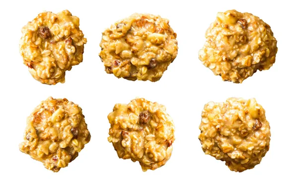 stock image Healthy homemade oatmeal cookies dough before baking isolated on a white background. Ready to Bake.