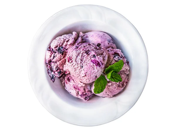 白を基調としたブルーベリー自家製アイスクリーム — ストック写真