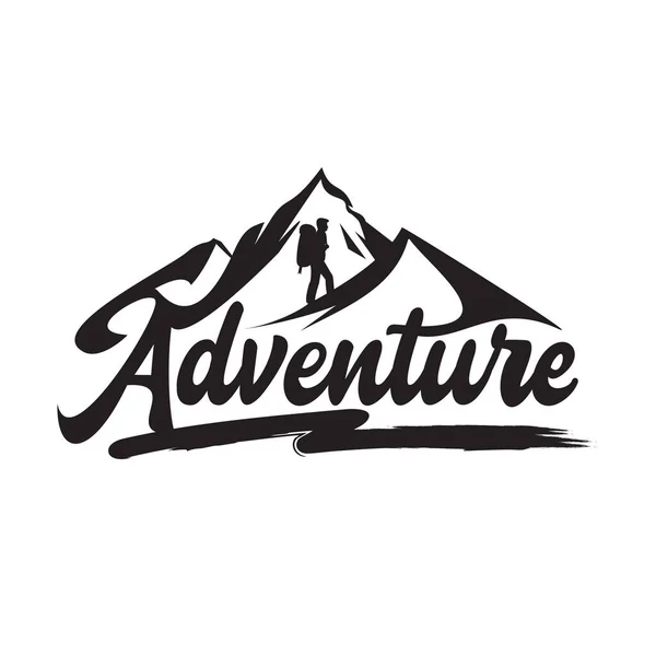Handgezeichnete Schriftzüge Abenteuer Abenteuer Abenteuer Abenteuer Logo Vektor Isolierte Illustration — Stockvektor