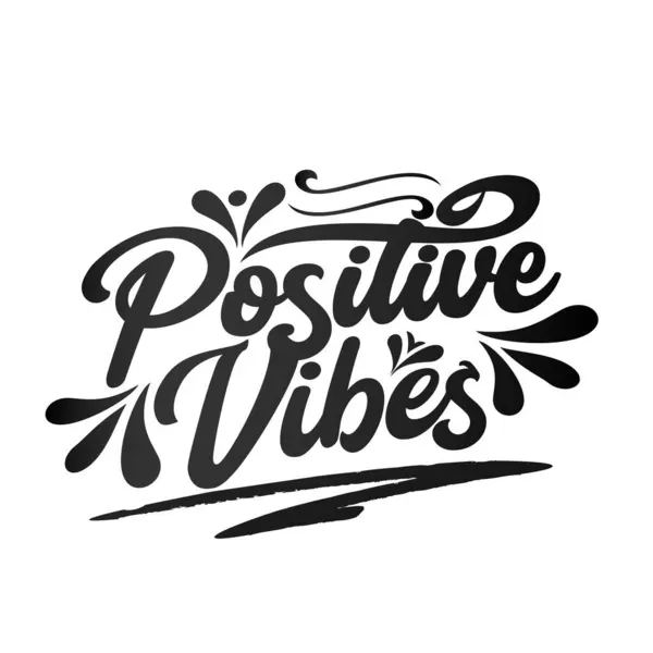 Vibrazioni Positive Positive Positive Vibrazioni Scritte Disegnate Mano Vettore Isolato — Vettoriale Stock