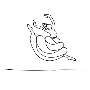  Bale hareketi tarzında çizgi çizimi. Güzellik minimalist dansçı konsepti logosu. Bale dizaynı