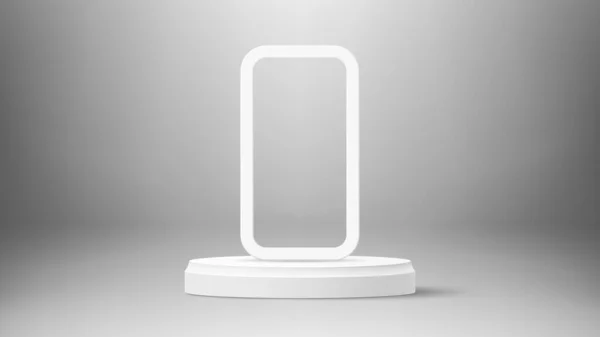 Smartphone Frame Mockup Sunum Ürünleri Işık Gri Arkaplan Tasarımı ile podyum. Vektör illüstrasyonu