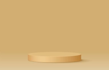 Altın podyum gerçekçi 3D kağıt arkaplan tasarımı. Vektör illüstrasyonu