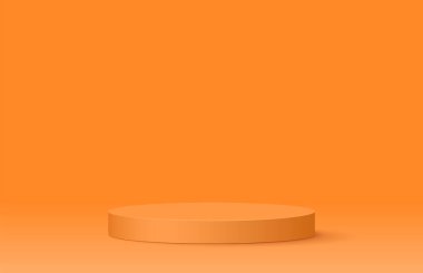 Turuncu podyum gerçekçi 3D kağıt arka plan tasarımı. Vektör illüstrasyonu
