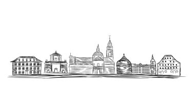 Solothurn Şehri Skyline Skeç vektörü