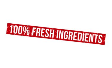 100 percentage Fresh Ingredients Red Rubber Stamp vector design.