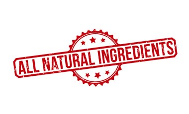 All Natural Ingredients Red Rubber Stamp vector design.