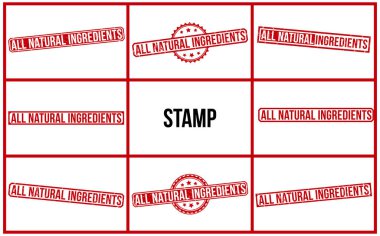 All Natural Ingredients Red Rubber Stamp vector design.