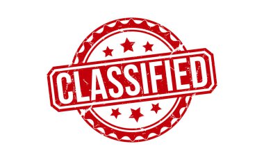 Classified Red Rubber Stamp vector design.