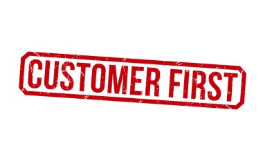 Customer First Red Rubber Stamp vector design.