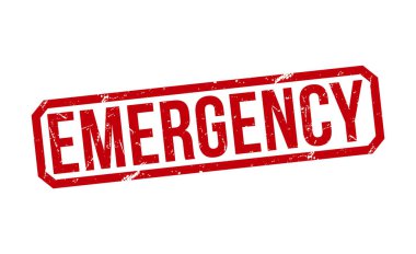 Emergency red rubber stamp on white background. Emergency Rubber Stamp.