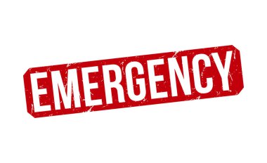 Emergency red rubber stamp on white background. Emergency Rubber Stamp.