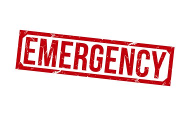 Emergency red rubber stamp on white background. Emergency Rubber Stamp.