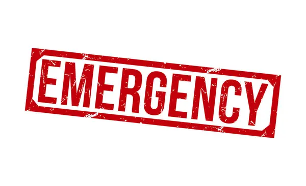 Emergency red rubber stamp on white background. Emergency Rubber Stamp.