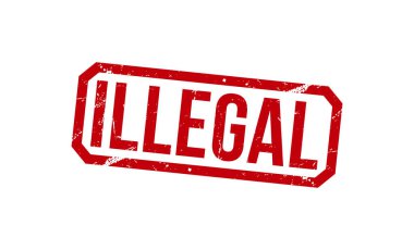 Illegal stamp red rubber stamp on white background. Illegal stamp sign. Illegal stamp.