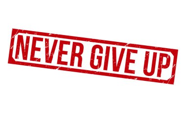 Beyaz arkaplanda kauçuk damga vektör çiziminden asla vazgeçme.