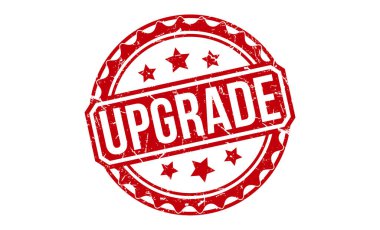 Beyaz arka planda kırmızı kauçuk damgası. Pul tabelasını yükselt. Damgayı yükselt.