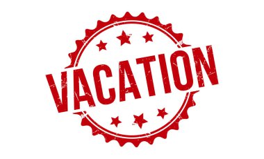 Beyaz arka planda kırmızı lastik damga. Tatil damgası işareti. Tatil damgası.
