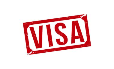 Visa Kırmızı Lastik Damga Vektör Tasarımı.