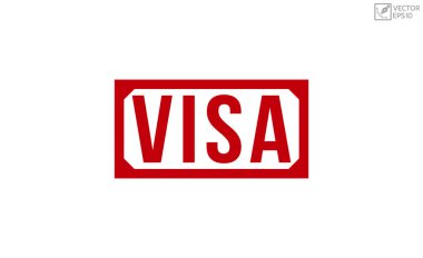 Visa Kırmızı Lastik Damga Vektör Tasarımı.