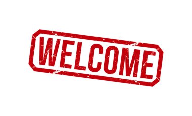 Hoş geldiniz Kırmızı Lastik Damga Vektör Tasarımı.