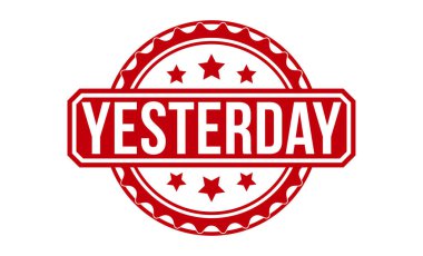 Dün beyaz arka planda kırmızı kauçuk damgası vardı. Dün damga işareti. Dün damga.