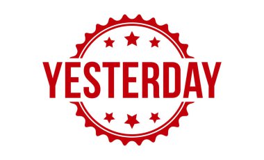 Dün beyaz arka planda kırmızı kauçuk damgası vardı. Dün damga işareti. Dün damga.