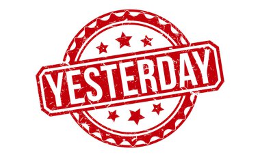 Dün beyaz arka planda kırmızı kauçuk damgası vardı. Dün damga işareti. Dün damga.