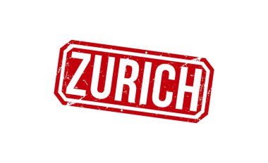 Beyaz arka planda Zürih damgası kırmızı kauçuk. Zürih pul işareti. Zürih damgası.