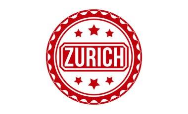 Beyaz arka planda Zürih damgası kırmızı kauçuk. Zürih pul işareti. Zürih damgası.