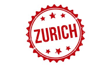 Beyaz arka planda Zürih damgası kırmızı kauçuk. Zürih pul işareti. Zürih damgası.