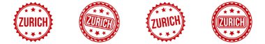 Beyaz arka planda Zürih damgası kırmızı kauçuk. Zürih pul işareti. Zürih damgası.