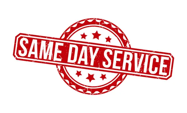 Aynı Gündüz Servisi Kırmızı Lastik Damga Vektör Tasarımı.