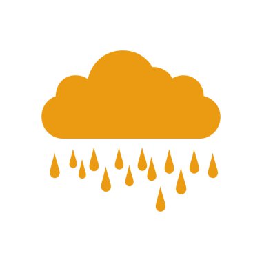 cloud with rain drops icon isolated on white background, flat design. Vector illustration.