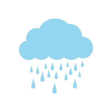 cloud with rain drops icon isolated on white background, flat design. Vector illustration.