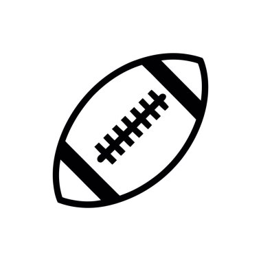 Bu resim, belirgin oval şeklini, çizgilerini ve dikiş detaylarını gösteren bir Amerikan futbolunun açık ve basit siyah beyaz ikonunu tasvir ediyor..