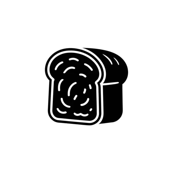 Bu grafik bir ekmek diliminin siyah-beyaz minimalist bir simge tasarımını sergiliyor, kırıntılarını andıran görünür, dokulu bir iç tasarımı var..