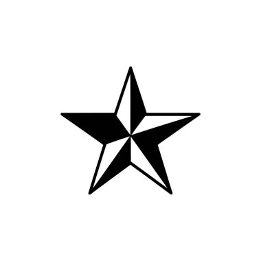 Beş köşeli bir deniz yıldızı ikonunun vektör çizimi. Yıldız siyah ve beyaz bölümlere ayrılır ve beyaz zemin üzerinde geometrik bir tasarım oluşturur..