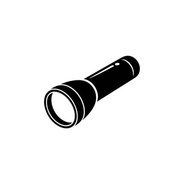 Bu vektör illüstrasyonu, taşınabilir bir aydınlatma aracının net bir görsel sağlayarak, bir el fenerinin basit ama stil sahibi siyah ve beyaz bir grafiğini içerir..