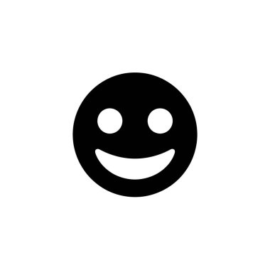 Basit bir siyah beyaz resim, temiz beyaz bir arkaplanda izole edilmiş gülümseyen yüz emojisi ikonu sergiliyor. Emoji mutluluk ve pozitiflik taşır..