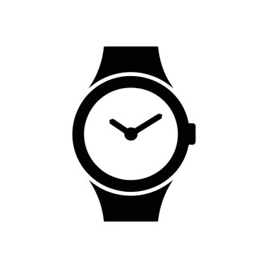 Bu basit bir siyah beyaz simge. Kol saatinin saat 10: 15 'i gösteriyor. Sade bir arkaplanda izole edilmiş..